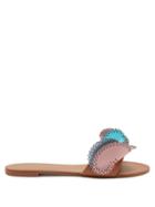 Matchesfashion.com Sophia Webster - Soleil Laser Cut Ruffle Leather Slides - Womens - Tan Multi