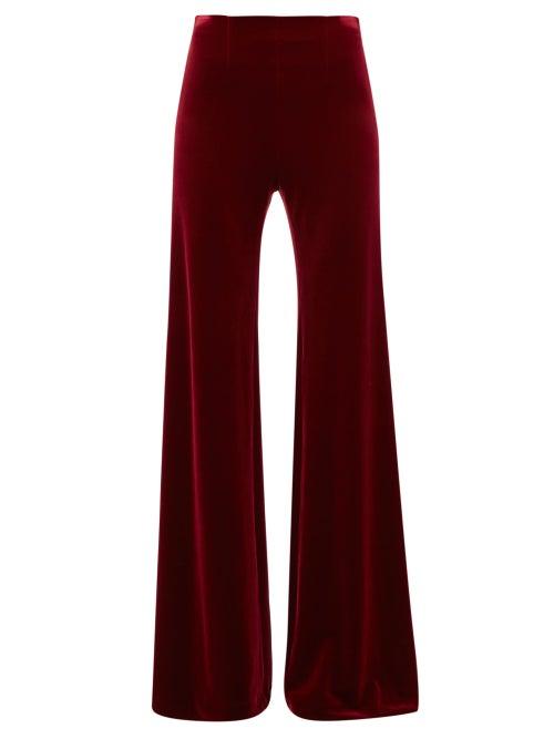 Matchesfashion.com Galvan - Winter Sun Flared Velvet Trousers - Womens - Burgundy