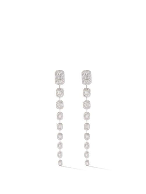Shay - Baguette Diamond & 18kt White-gold Drop Earrings - Womens - White Gold