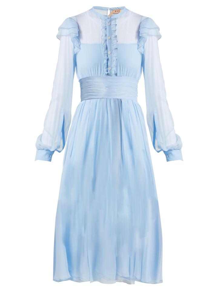No. 21 Ruffle-trim Silk-chiffon Dress