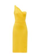 Matchesfashion.com Dolce & Gabbana - One-shoulder Cady Midi Dress - Womens - Yellow