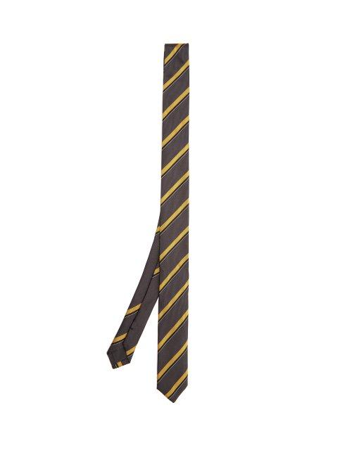Matchesfashion.com Prada - Striped Silk Tie - Mens - Grey Multi