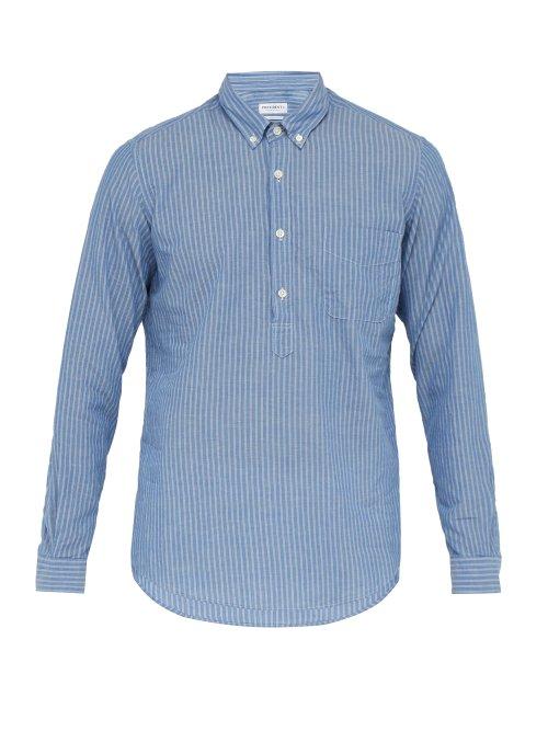 Matchesfashion.com President's - Chatham Striped Cotton And Linen Blend Shirt - Mens - Blue