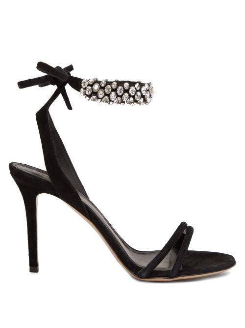 Matchesfashion.com Isabel Marant - Alrina Crystal-embellished Suede Sandals - Womens - Black Silver