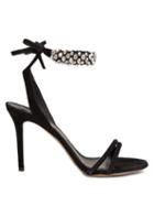 Matchesfashion.com Isabel Marant - Alrina Crystal-embellished Suede Sandals - Womens - Black Silver