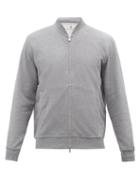 Brunello Cucinelli - Zipped Stand-collar Cotton-blend Track Jacket - Mens - Grey