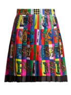 Matchesfashion.com Versace - Alphabet Print Pleated Silk Twill Skirt - Womens - Multi