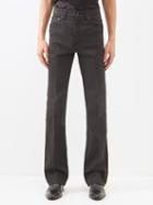 Saint Laurent - Clyde Coated Denim Flared Trousers - Mens - Black