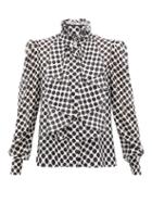 Matchesfashion.com Alexandre Vauthier - Polka-dot High-neck Silk Blouse - Womens - White Black