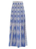 Emporio Sirenuse - Camille Embroidered Cotton-voile Longline Skirt - Womens - Blue White