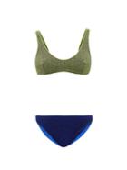 Matchesfashion.com Osree - Lumire Bi-colour Metallic Bikini - Womens - Green Multi