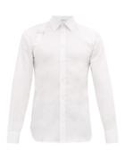 Matchesfashion.com Alexander Mcqueen - Piqu-panelled Cotton Poplin Harness Shirt - Mens - White