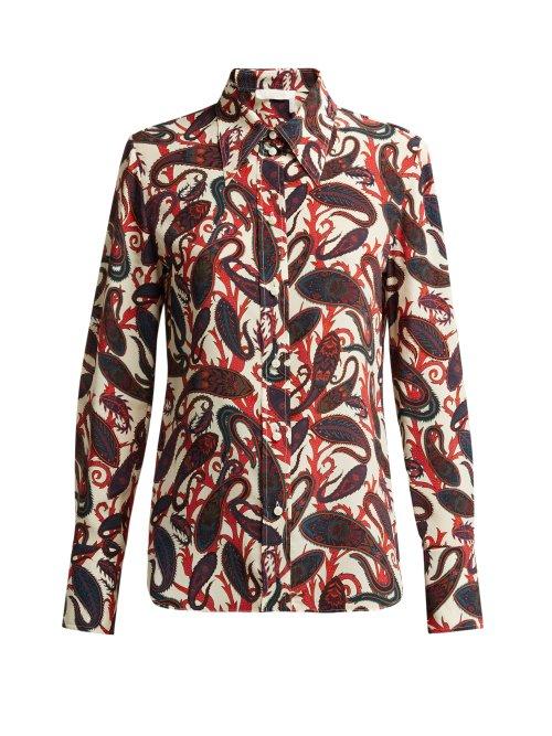 Matchesfashion.com Chlo - Paisley Print Silk Blouse - Womens - White Multi, Red