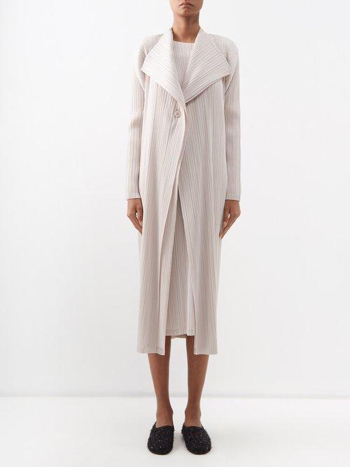Pleats Please Issey Miyake - Technical-pleated Coat - Womens - Beige