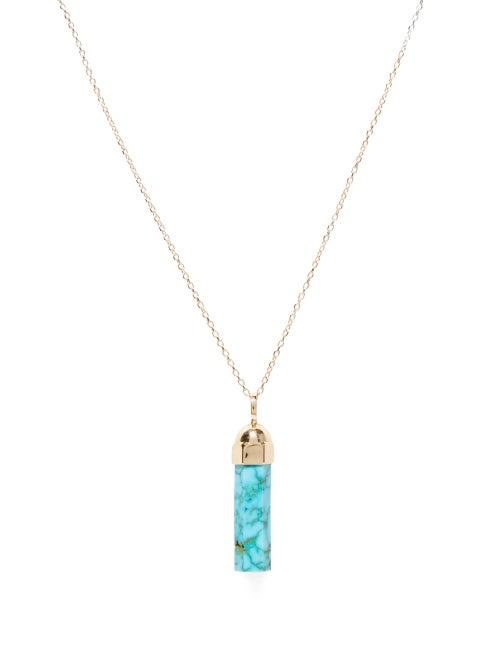 Luis Morais - Turquoise & 14kt Gold Pendant Necklace - Mens - Gold