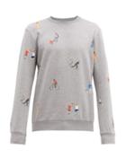 Matchesfashion.com Paul Smith - Character Print Embroidered Cotton Sweatshirt - Mens - Grey