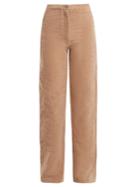 Lemaire High-rise Wide-leg Cotton-blend Velvet Trousers