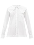 Ladies Rtw Jw Anderson - Peter Pan-collar Cotton-poplin Shirt - Womens - White
