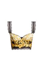 Matchesfashion.com Versace - Baroque Print Silk Cropped Top - Womens - Gold Multi