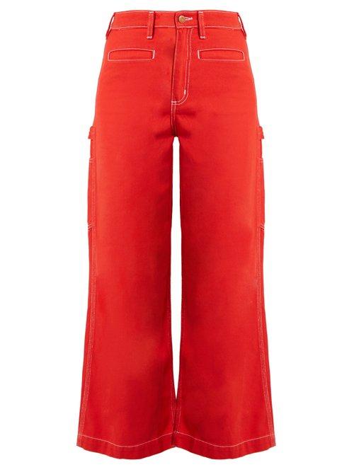 Matchesfashion.com Bliss And Mischief - Painter High Waist Flared Jeans - Womens - Red