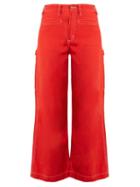 Matchesfashion.com Bliss And Mischief - Painter High Waist Flared Jeans - Womens - Red