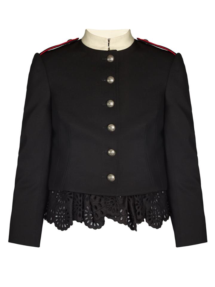Alexander Mcqueen Ruffled-hem Grain De Poudre Military Jacket