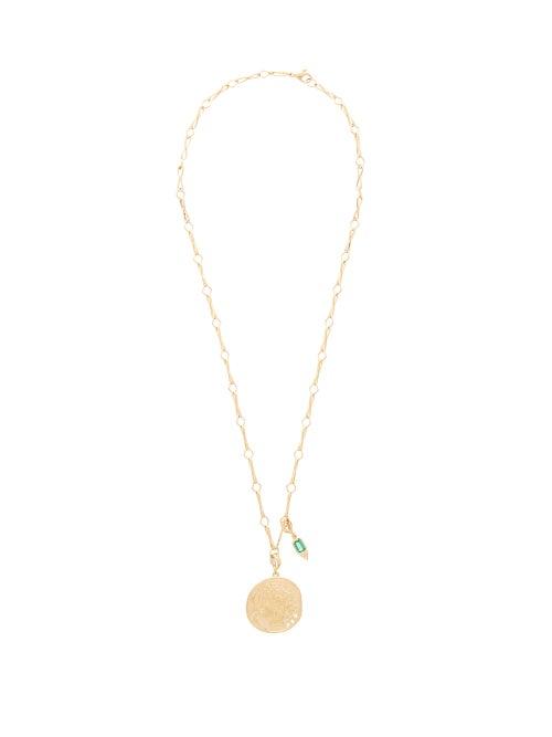 Matchesfashion.com Azlee - Goddess Diamond & 18kt Gold Pendant Necklace - Womens - Green Gold