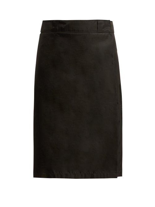 Matchesfashion.com Prada - Logo Plaque Wrap Skirt - Womens - Black