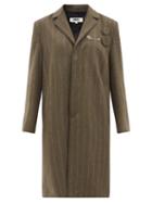 Ladies Rtw Mm6 Maison Margiela - Single-breasted Pinstriped Wool-blend Coat - Womens - Brown