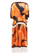 Matchesfashion.com Proenza Schouler - Marocaine Dolman-sleeve Crepe Dress - Womens - Orange Print