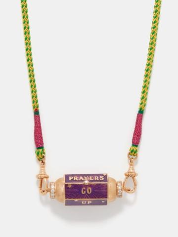 Marie Lichtenberg - Prayers Diamond, Enamel & 18kt Gold Necklace - Womens - Rose Gold