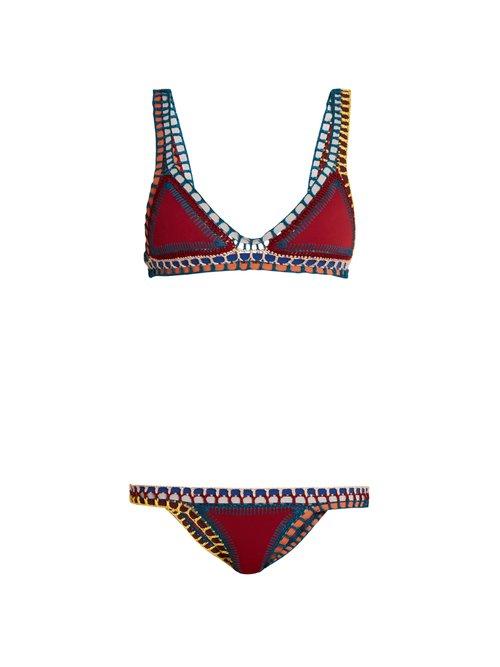 Matchesfashion.com Kiini - Soley Crochet Trimmed Triangle Bikini - Womens - Red Multi