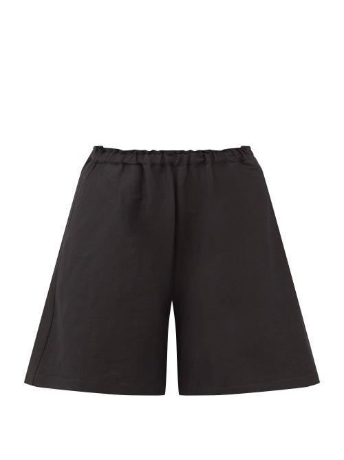Totme - High-rise Linen-blend Shorts - Womens - Black