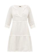 Matchesfashion.com Heidi Klein - Corsica Fringed Linen Mini Dress - Womens - White