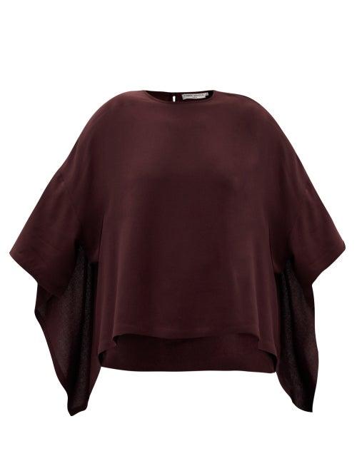 Matchesfashion.com Three Graces London - Heidi Crepe Cape Top - Womens - Burgundy