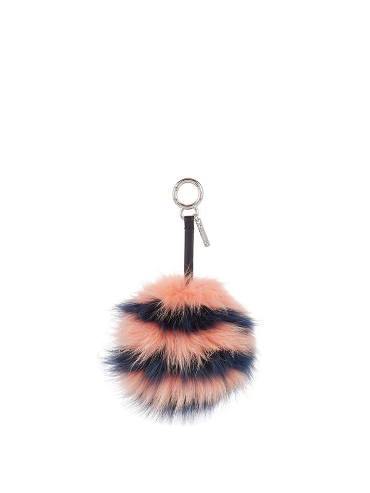 Fendi Striped Fur Pompom Bag Charm