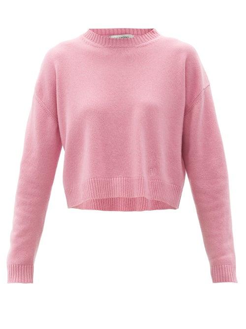 Matchesfashion.com Valentino - Boxy Round-neck Cashmere Sweater - Womens - Pink