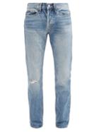 Matchesfashion.com Frame - Heritage Slim-leg Distressed Denim Jeans - Mens - Blue