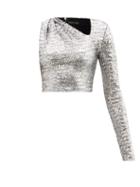 David Koma - One-sleeved Sequinned Top - Womens - Silver