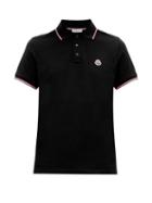 Matchesfashion.com Moncler - Embroidered Logo Cotton Piqu Polo Shirt - Mens - Black
