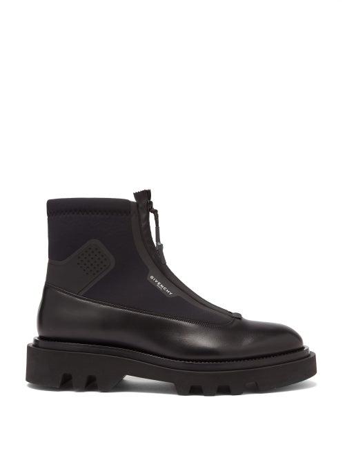 Matchesfashion.com Givenchy - Neoprene And Leather Combat Boots - Mens - Black