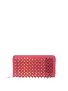 Matchesfashion.com Christian Louboutin - Panettone Spike Embellished Leather Wallet - Womens - Pink Multi