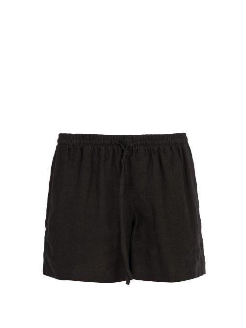 Matchesfashion.com Commas - Straight Leg Linen Shorts - Mens - Black