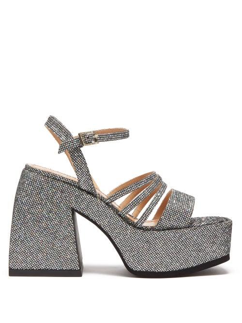 Nodaleto - Bulla Chibi Glitterball-pattern Platform Sandals - Womens - Silver