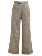 Matchesfashion.com Gucci - Flared Jacquard Check Wool Trousers - Womens - Grey Multi