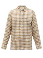 Mens Rtw Gucci - X Freya Hartas Embroidered Check Linen Shirt - Mens - Brown