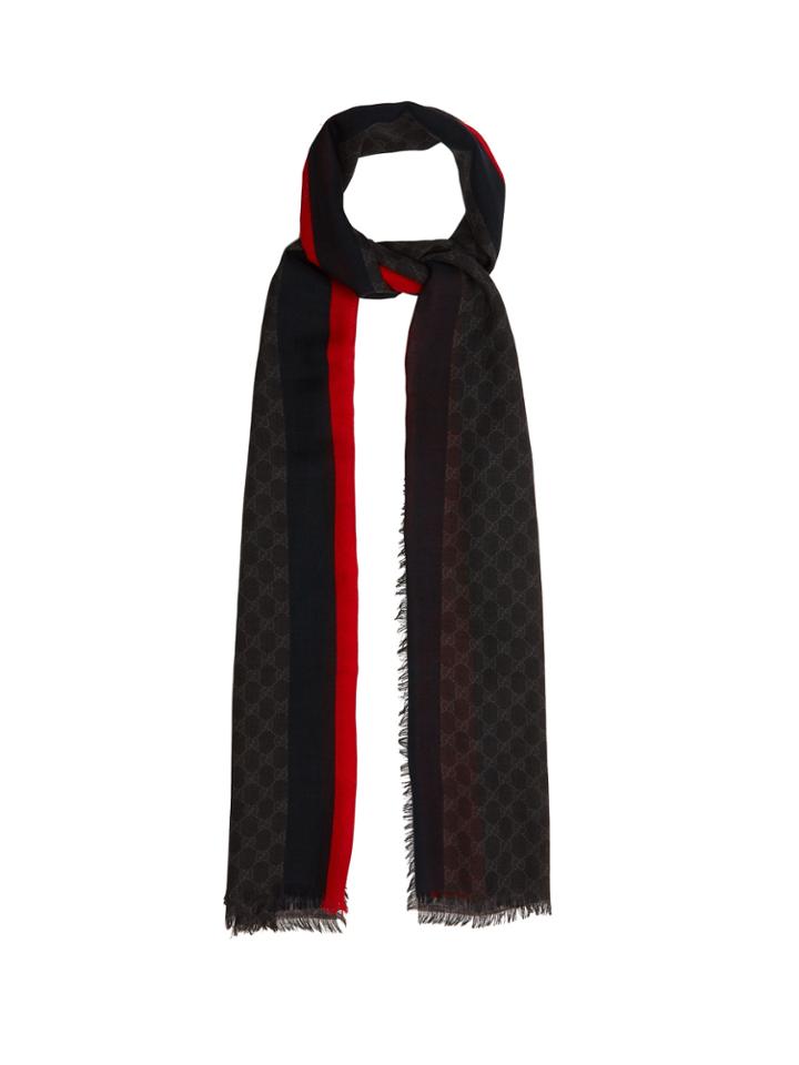 Gucci Gg Supreme-print Scarf With Stripe