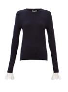 Matchesfashion.com Chlo - Fluted-cuff Ribbed-wool Sweater - Womens - Navy