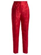 Matchesfashion.com Dolce & Gabbana - Mid Rise Cherub Jacquard Trousers - Womens - Red