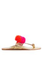 Figue Leo Pompom-embellished Leather Sandals